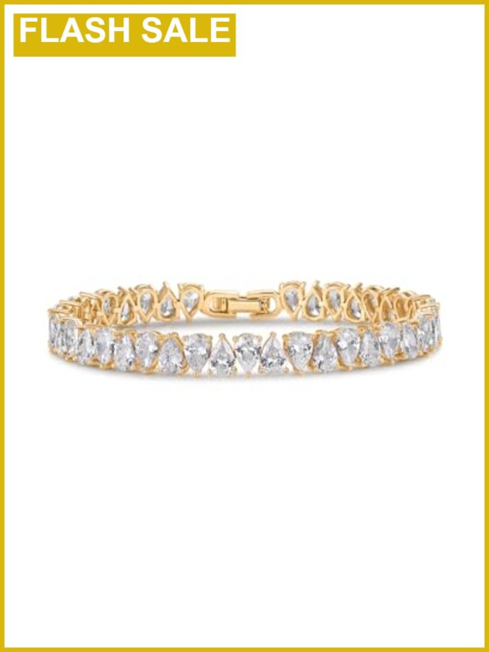 14K Gold Plated Tennis Bracelet for Women Pear CZ Bridal